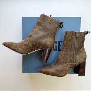 PAIGE Callan Block Heel Ankle Bootie Pointed Toe Distressed Leather